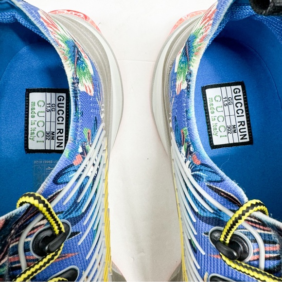 Gucci Marble and Floral Run Sneakers 'Blue Yellow White' 698561-UZI10-8470 🔥😳 - Picture 14 of 16